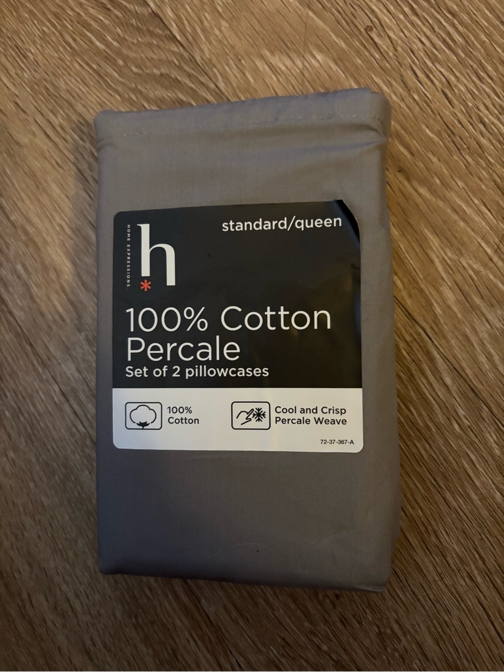 Home Expressions 100% Cotton Percale 2 Pillowcases Gray Standard Queen b170